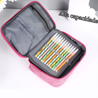 Box organizador grande para estudante com pompom e divisórias separadas em Oferta na Shopee