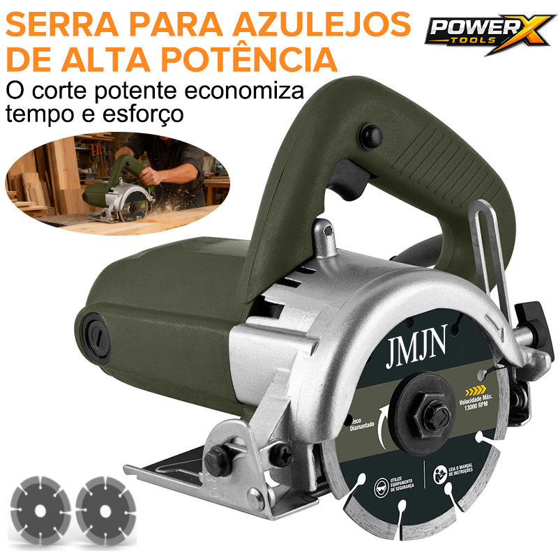 POWERX Serra Tico-Tico 850W – Corte a 45° + Guia Laser de Precisão (Uso Leve/Hobby)