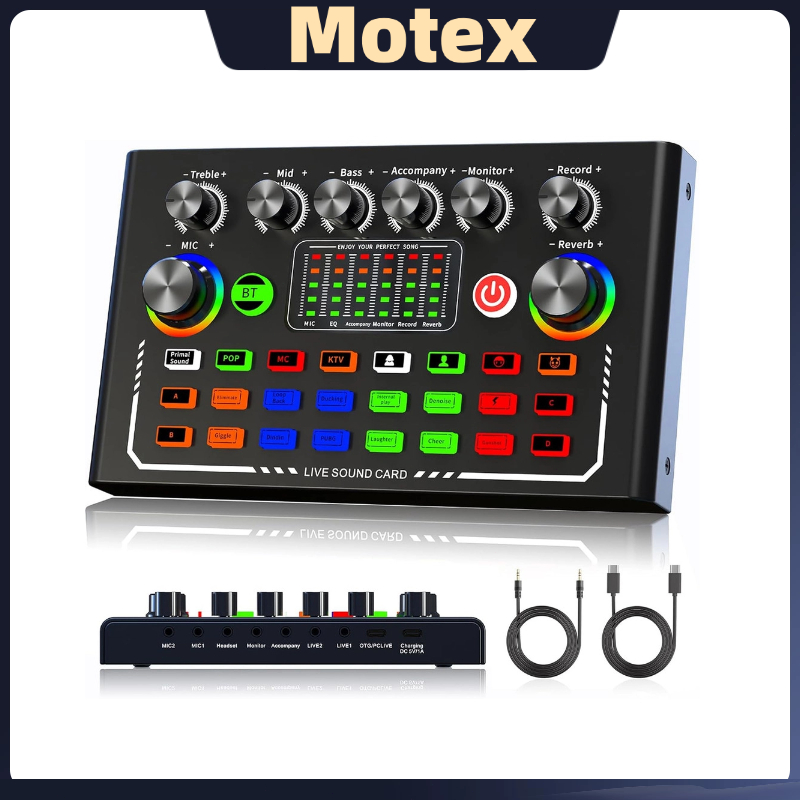 Placa de Som  Profissional F009 Kit Completo para Podcast e Live - Microfone Condensador 4 Modos em Oferta na Shopee