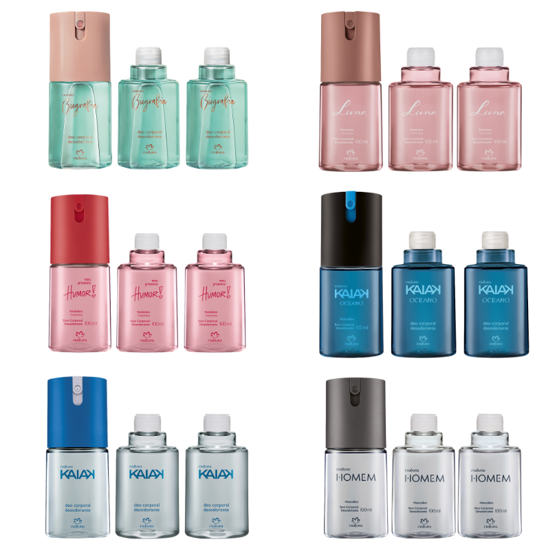 Kit 3 Unidades - Desodorante Spray Deo Corporal Natura Masculino e Feminino - 1 Frasco + 2 Refis