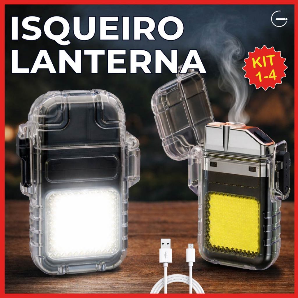 Isqueiro Elétrico Recarregável com Lanterna Led e Resistente à Água Carregamento Prático em Oferta na Shopee