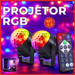 Globo de Luz Led RGB Com Efeito com Controle Remoto e Modos de Luzes Projetor de Luz
