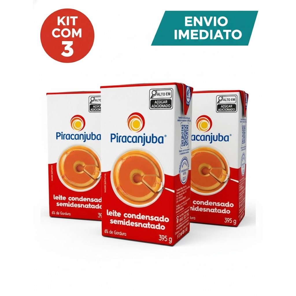 Kit 3 Piracanjuba Semidesnatado de 395g leite condensado