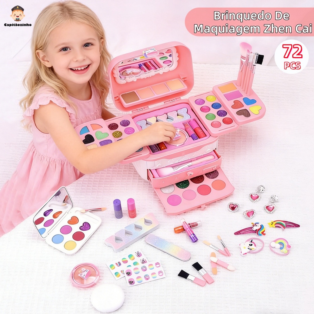 72 Kit De Maquiagem Para Crianças Lavável/Conjunto Portátil Meninas em Oferta na Shopee