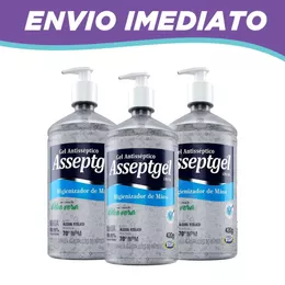 Kit 3 Álcool Em Gel 70° higienizador Asseptgel 420g