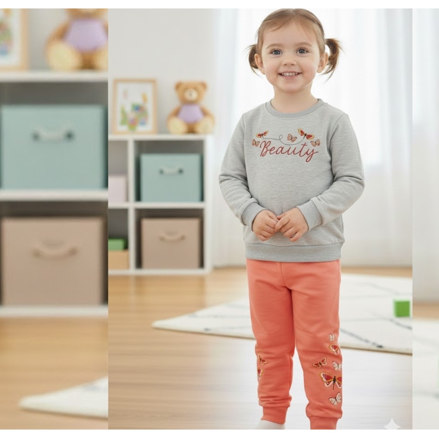 Conjunto Infantil Menina Moletom Peluciada Desenho Borboleta Tam 2