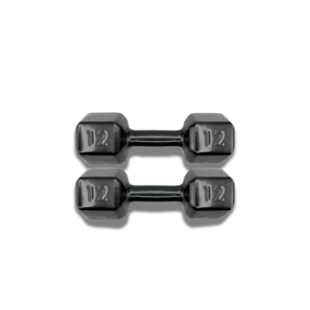 Kit Par Haltere Sextavado Emborrachado Dumbbell 12kg
