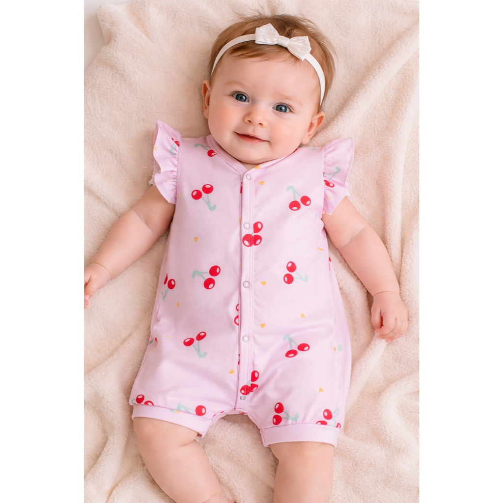 Macacão Verão Manga Curta em Poliflex C/Estampa e Abertura C/Botões Zupa Zuka em Oferta na Shopee