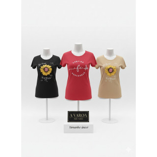 T-shirt  Feminina Premium – 100% Algodão Gola Redonda