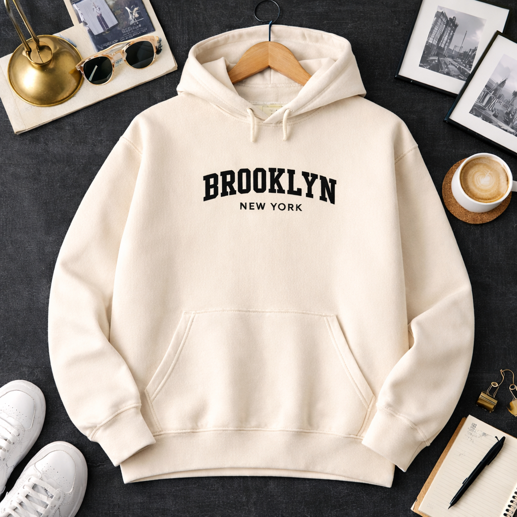 Blusa Moletom Casaco De Frio Canguru Com Toca unissex Estampa Brooklyn