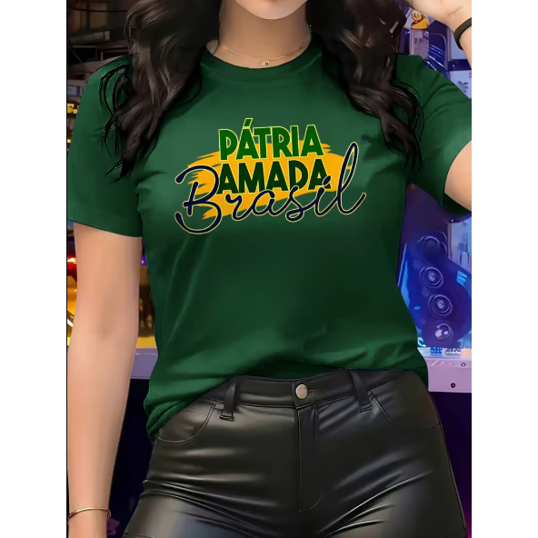 Camiseta Feminina T-shirt Copa Do Brasil 100% Algodão em Oferta na Shopee