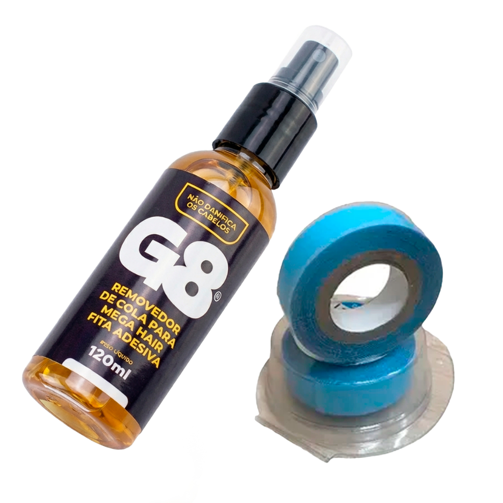 G8 Removedor Mega Hair Fita Adesiva - 120ml + 3 Yards Fita Azul