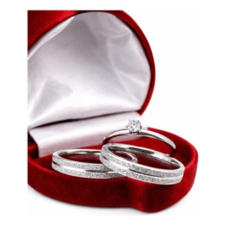 Par Aliança Prata Fina 4mm jateada de Compromisso + Solitário em Oferta na Shopee