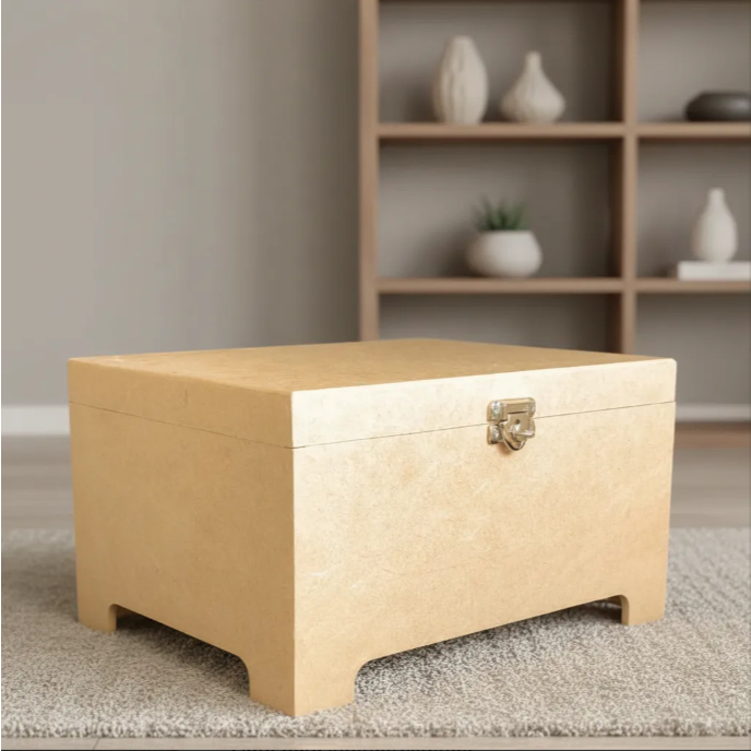 Baú Organizador Caixa com Fechadura Mdf Clássico Laser 34x24x19,5cm