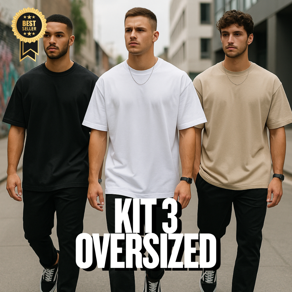 Kit 3 Camiseta Lisa Oversized Camisa Masculina Toque Macio Estilosa Sobre Calça Social GS