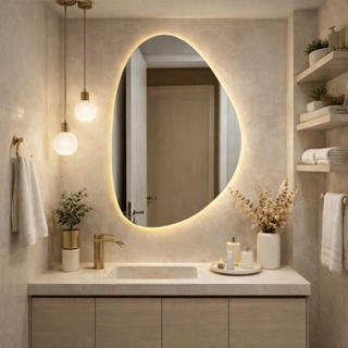 Espelho Orgânico 80x50 cm com Iluminação LED – Sala Quarto e Banheiro em Oferta na Shopee