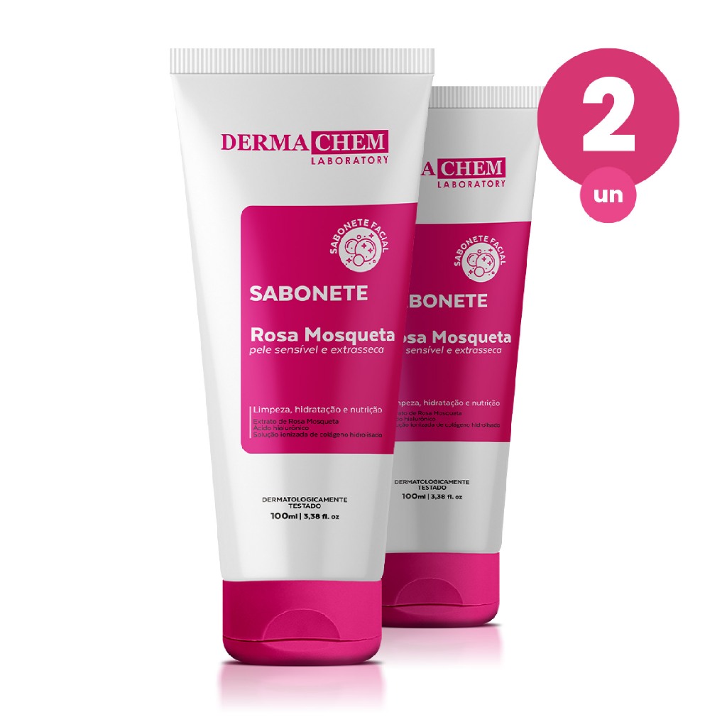 Kit 2 Sabonete Ultra Hidratante Rosa Mosqueta 100ml Dermachem