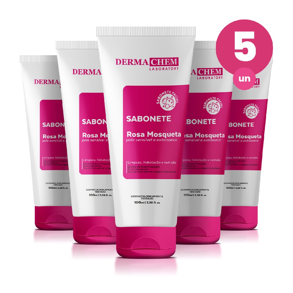 Kit 5 Sabonete Ultra Hidratante Rosa Mosqueta 100ml Dermachem em Oferta na Shopee