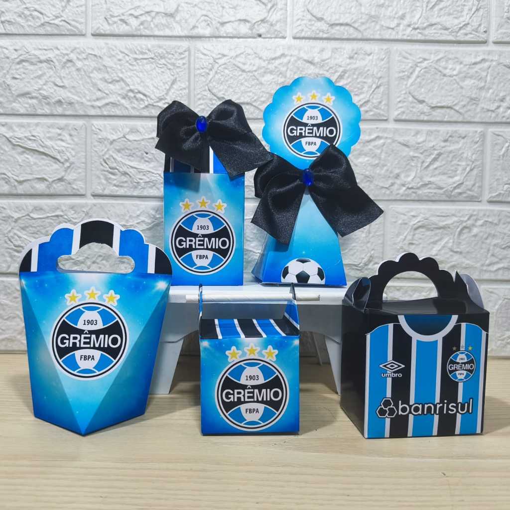 Kit Personalizados caixinhas FUTEBOL GRÊMIO Lembrancinha aniversário-Festa PEGUE E MONTE