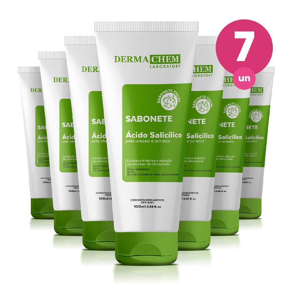 Kit 7 Sabonete Ácido Salicílico Pele Oleosa 100ml Dermachem em Oferta na Shopee