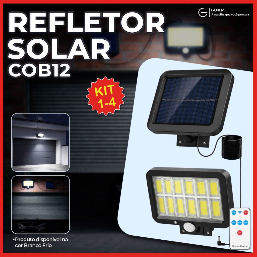 Refletor Solar com Sensor de Presença Automático de Parede 12 LEDS Resistente à Chuva em Oferta na Shopee