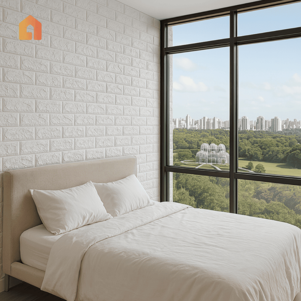 Painel 3D Adesivo de Parede Tijolo Branco Decoração de Casa à Prova D’água Anti Mofo · foto 2