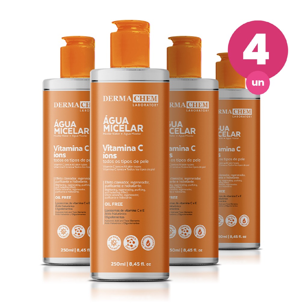 Kit 4 Água Micelar Vitamina C 250ml Dermachem