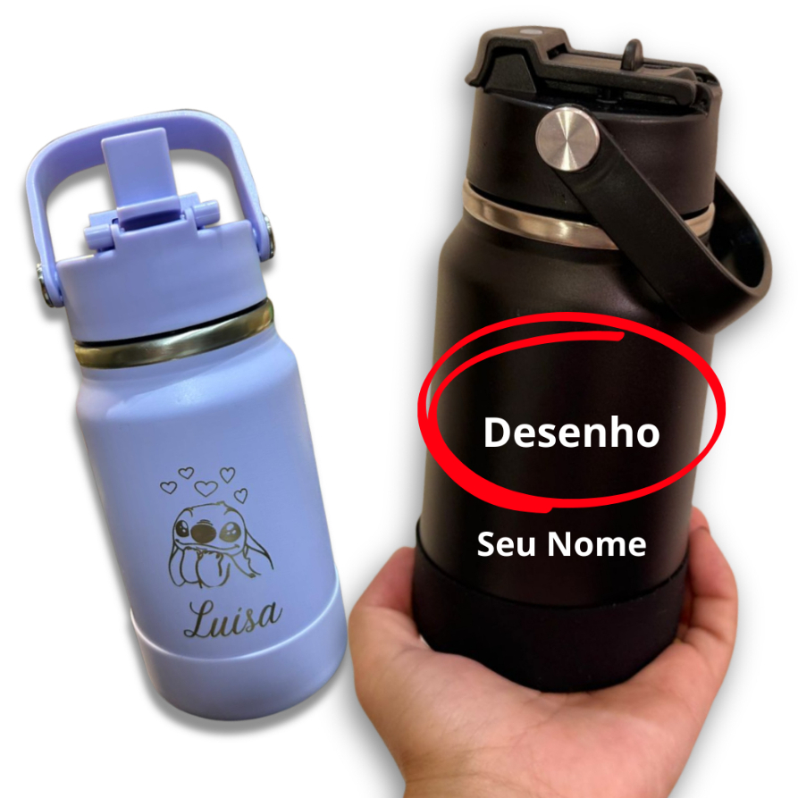 Garrafa Termica 350ml Bico Duplo Desenho + Nome Personalizado  - Presente - Escola - Aulas em Oferta na Shopee