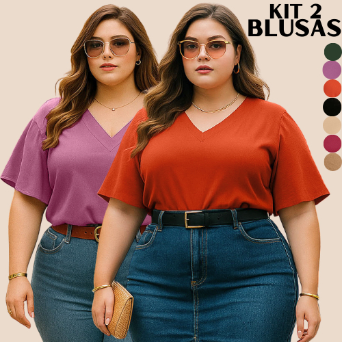 BLUSA FEMININA SOCIAL KIT 2 BLUSAS FEMININAS SOCIAL CONFORTÁVEL DISCRETA TRABALHO PASSEIO EVANGELICA MODERNA GORDINHA