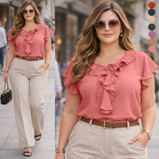 BLUSA FEMININA ELEGANTE ESTILOSA BASICA CONFORTÁVEL BLUSAS FEMININAS DISCRETA LINDA ELEGANTE MODERNA FRESQUINHA BABADO em Oferta na Shopee