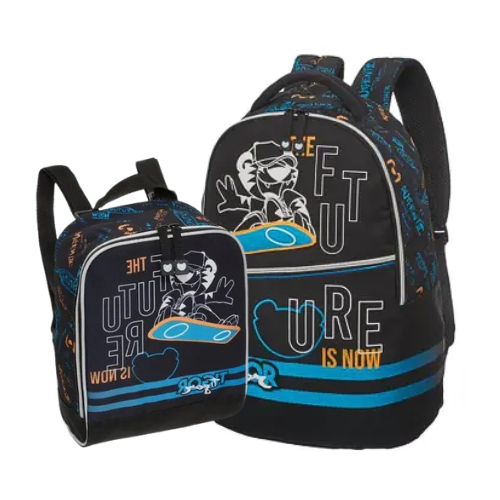 Mochila de Costas Escolar Infantil Tigor T. Tigre Lovit Future + Lancheira - Pacific