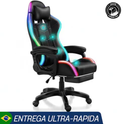Cadeira Gamer com Massagem em 7 Pontos, Cadeira para Videogame com Alto-falantes e Luz LED