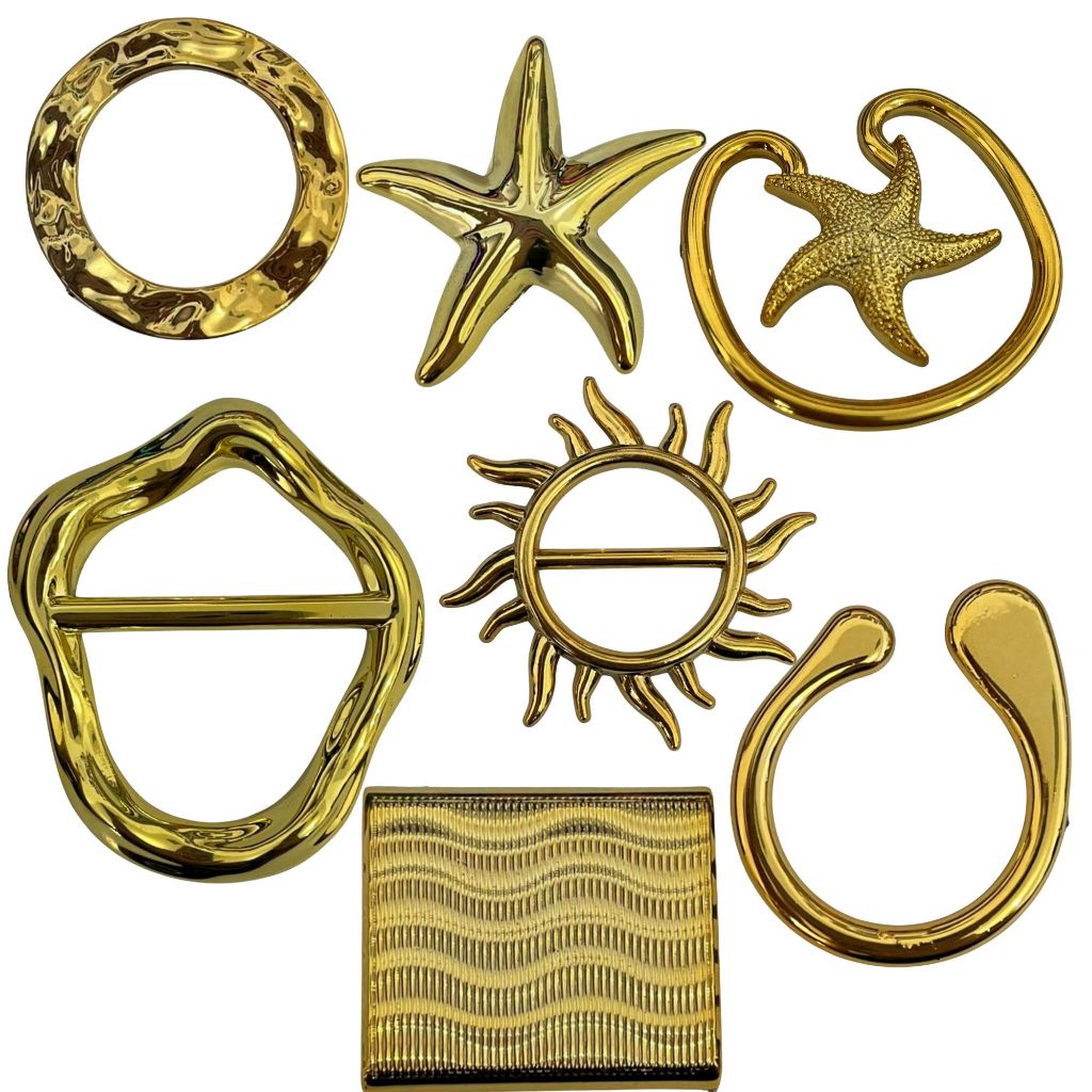 Kit Com 10 Fivelas Organica Plástica Dourada em Oferta na Shopee