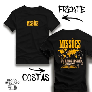 Camisa Camiseta Masculina Estampa Missões Evangelizar Cristã Religiosa Streetwear Algodão 100% em Oferta na Shopee