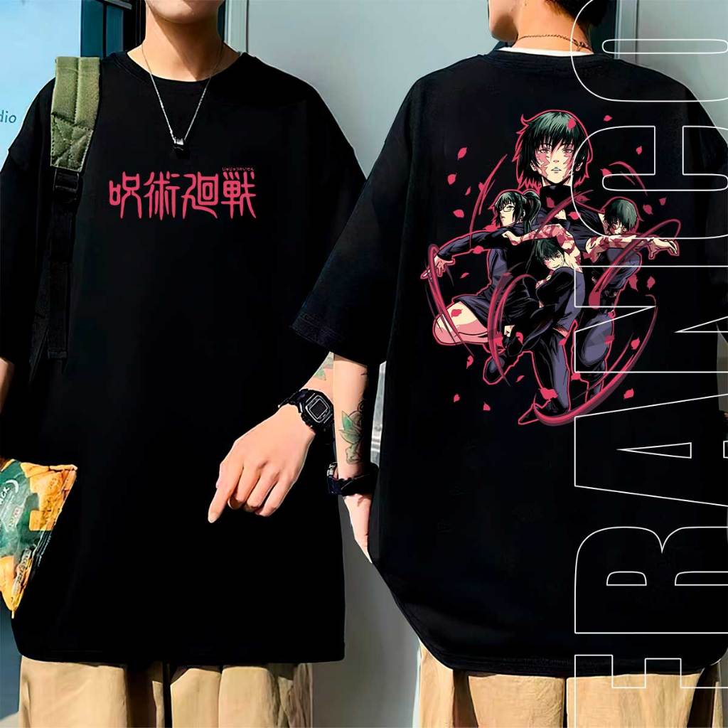 Camiseta Oversized Anime Maki Zenin Jujutsu Lançamento Restrição Mangá Camisa Unissex 100% Algodão