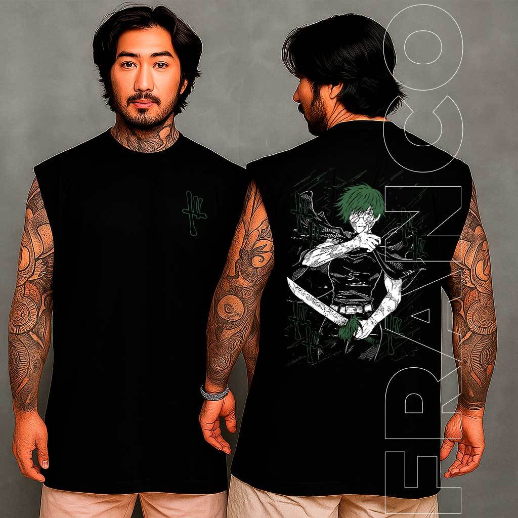 Regata Oversized Anime Maki Zenin Jujutsu Lançamento Restrição Mangá Camisa Unissex 100% Algodão