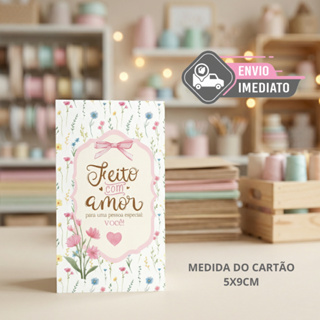 Kit Cartão de Agradecimento Feito com Amor 5x9cm - Tags para Embalagens Cliente Artesanato Presentes em Oferta na Shopee
