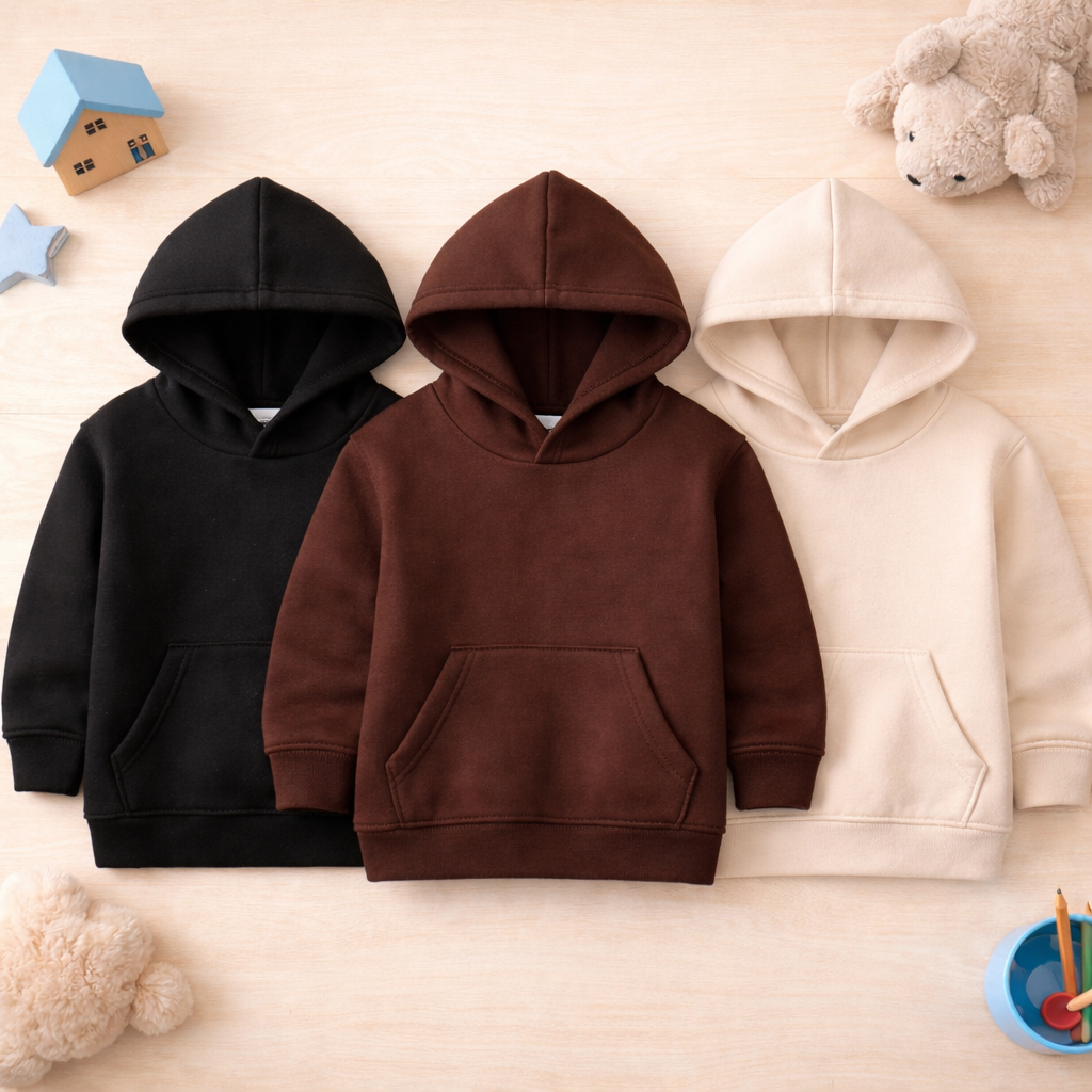 Kit 3 Moletom Canguru Infantil Blusa De Frio Com Capuz Menino E Menina