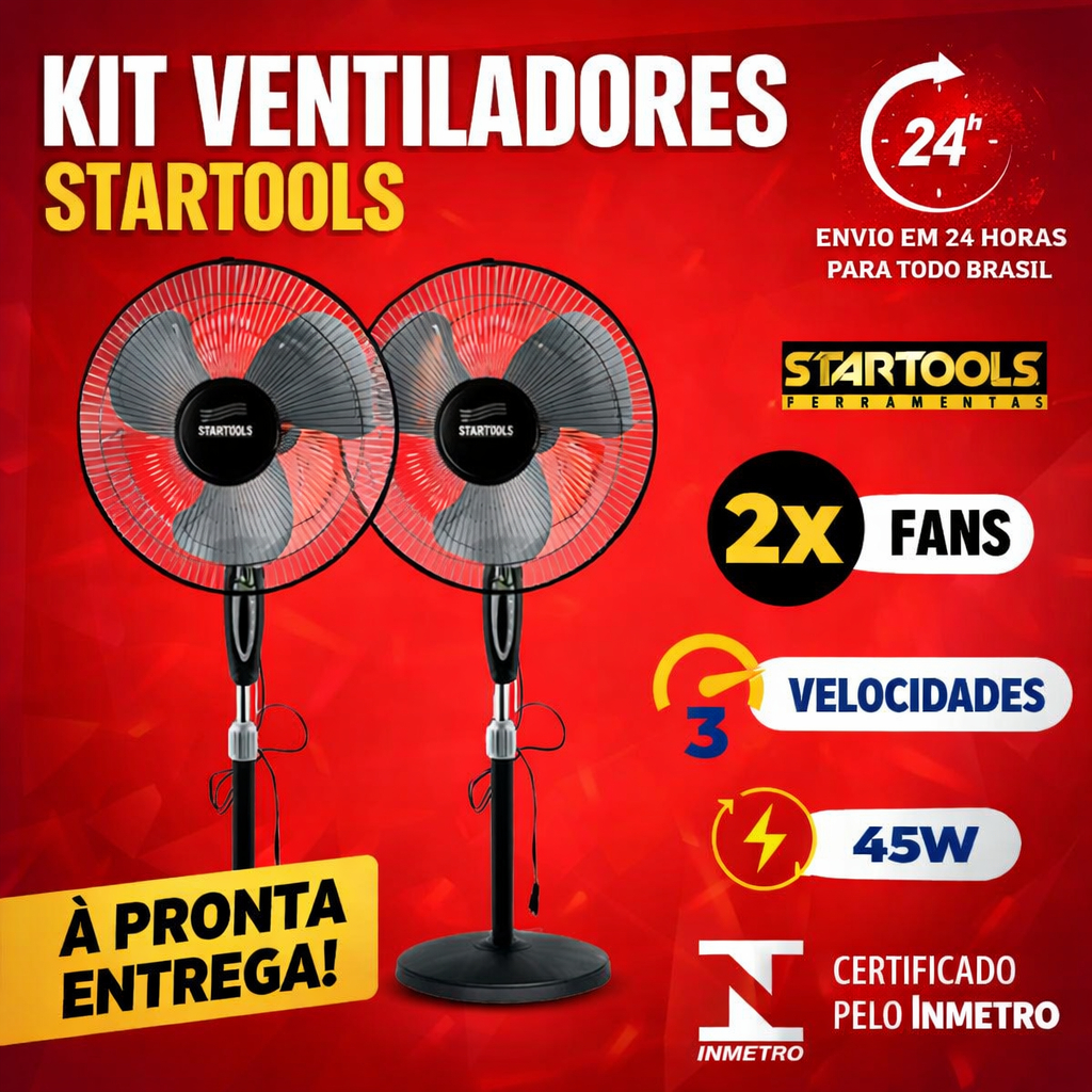 Kit 2 Ventiladores De Coluna Pedestal 3 Velocidades Altura Ajustável 110V 45W KIT 2 UNIDADES