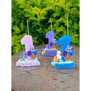 Vela de Biscuit Bolo Fofo / topo de bolo personalizado, festa, aniversário em Oferta na Shopee