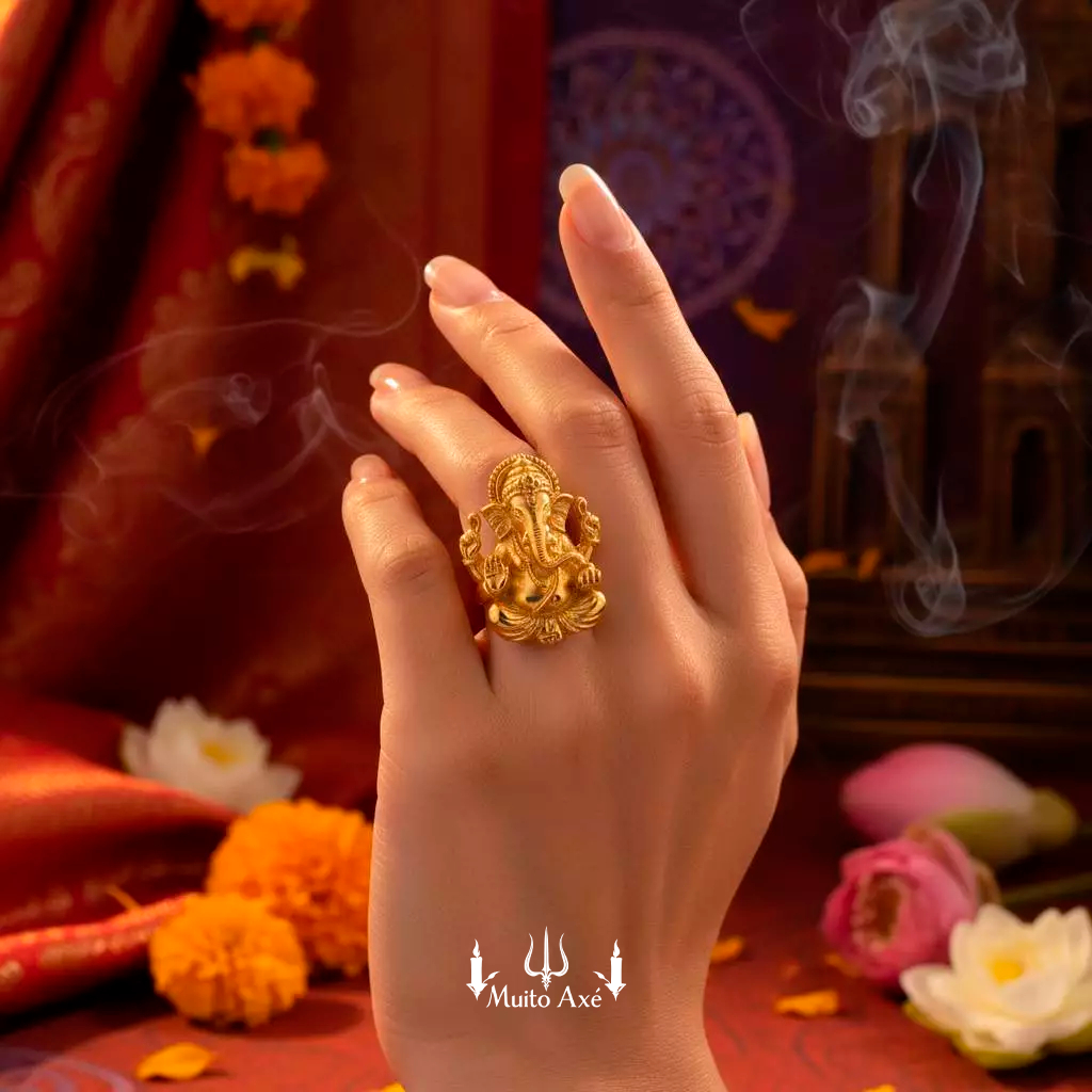 Anel Ajustável Esotérico Buda Ganesha Belzebu Tartaruga Dourado/Prateado