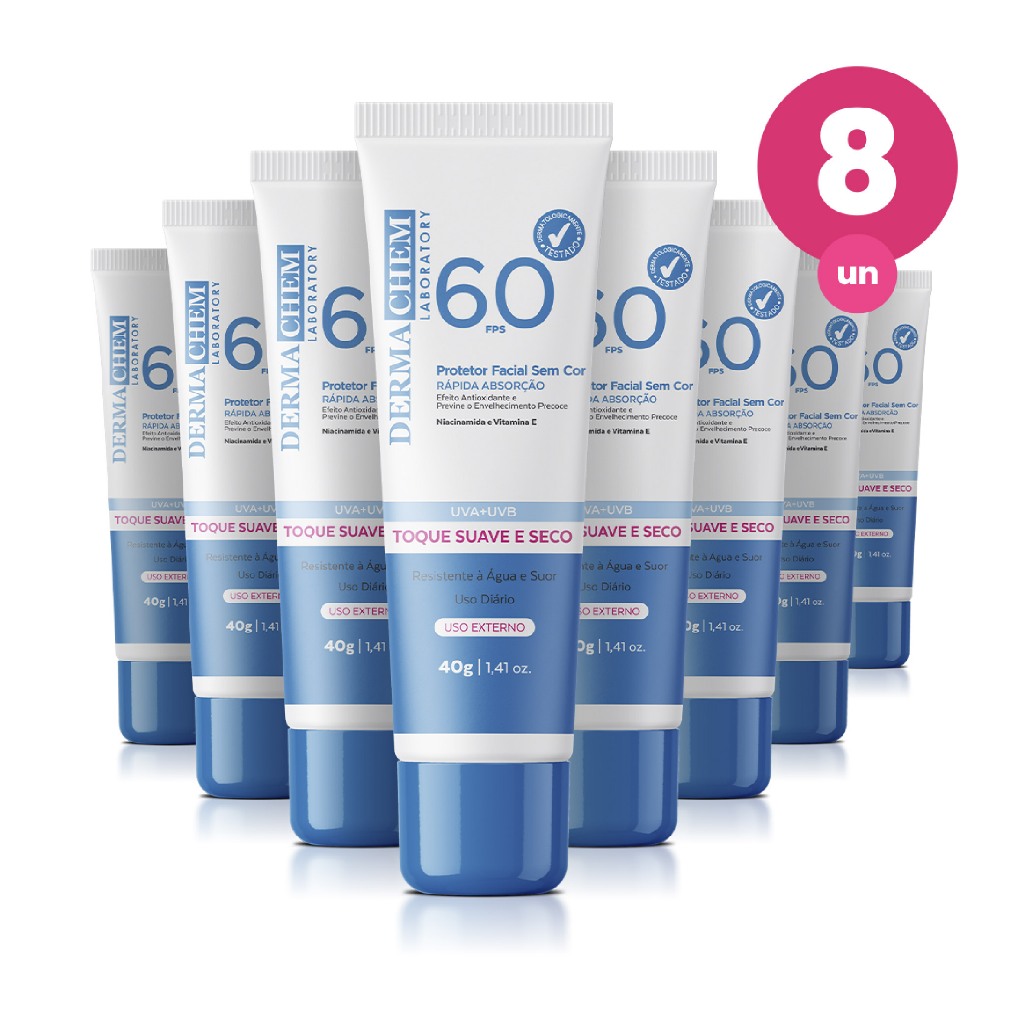 Kit 8 Protetor Solar Rosto FPS60 40g Dermachem