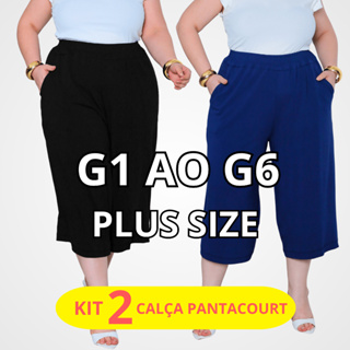 Kit 2 Calça Pantacourt Plus Size Estilo Capri 3/4 Com Bolsos Casual Moda Primavera Verão G1 ao G6 em Oferta na Shopee