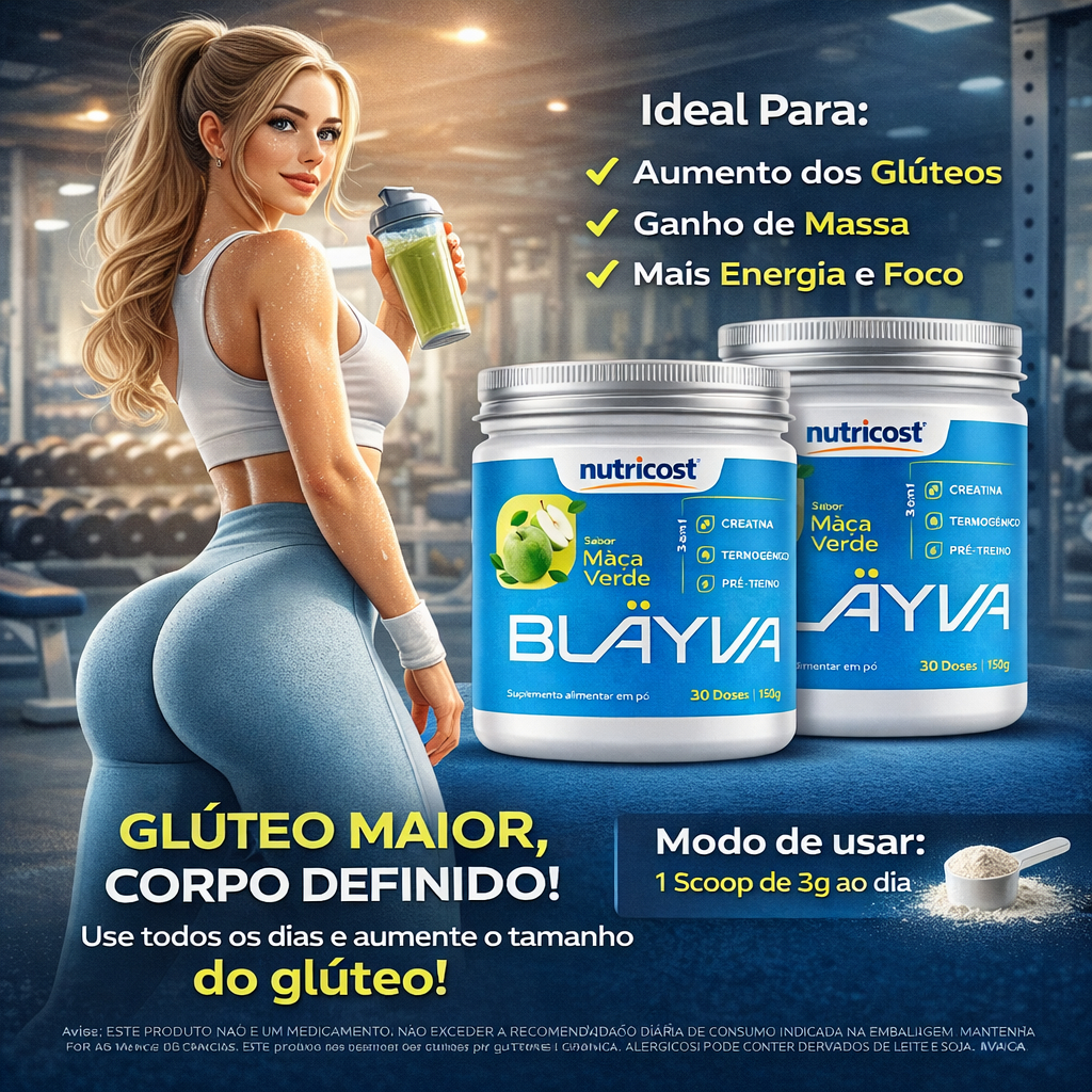 Blayva Termogênico - Pre Treino Em Pó 150g Sabor Maça Verde em Oferta na Shopee