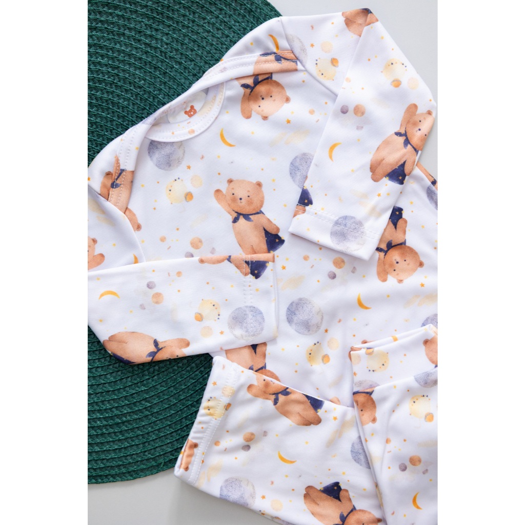 Kit 2 Conjuntos Térmicos Masculino Bebê Pagão Longo Ursinho Marinho