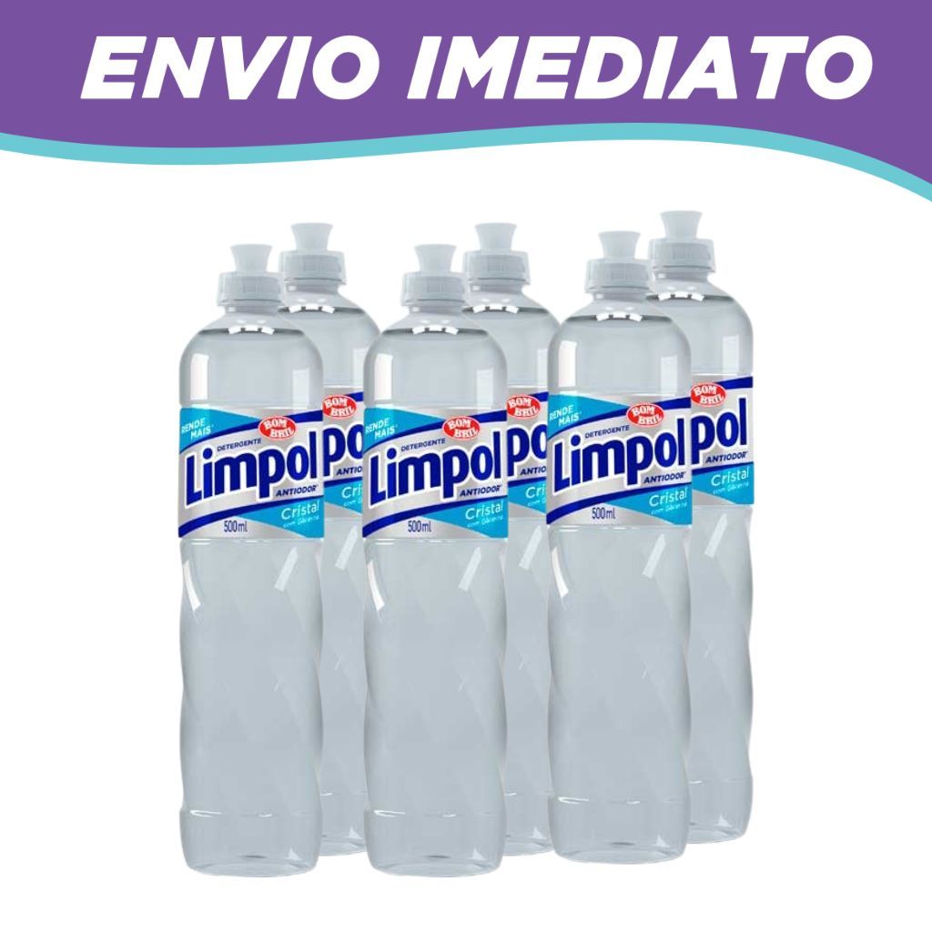 Kit 6 Detergente Anti Odor Cristal Limpol Bombril 500ml