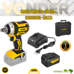 Chave de Impacto 1/2" 18V Vonder a Bateria Intercambiável Brushless C/Bateria e Carregador Maleta