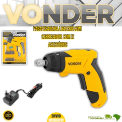 Parafusadeira a Bateria 3,6V Com Carregador Bivolt e 12 Acessórios PBV120 Vonder Oferta Resistente
