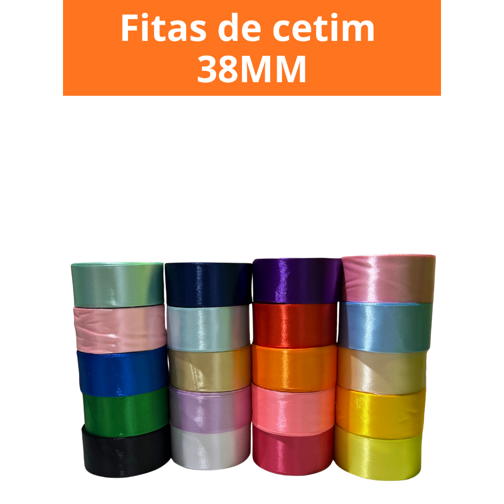Fita de Cetim 38mm Premium – Cores à Escolha | 1, 2 ou 5 Rolos