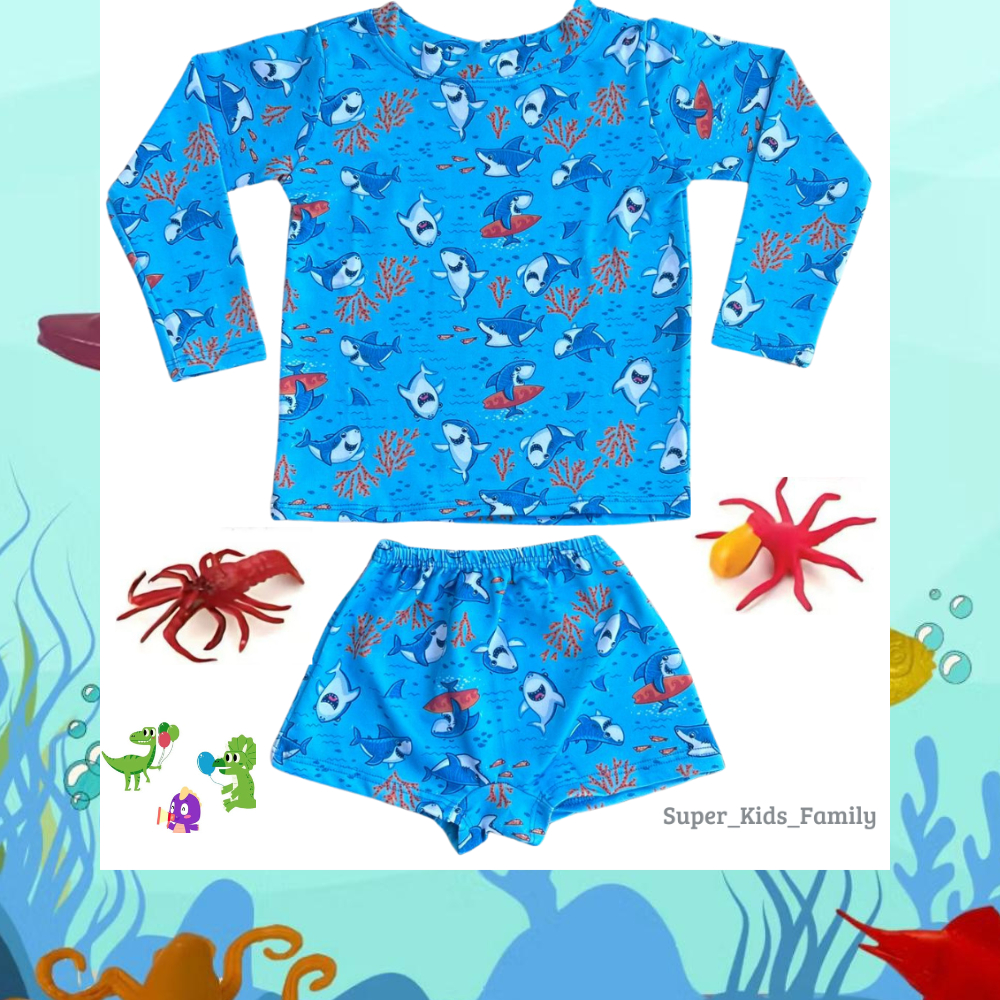 SUNGA mais Blusa infantil Proteção Térmica UV50+ Roupa de Banho Piscina Praia 1 a 7 anos em Oferta na Shopee